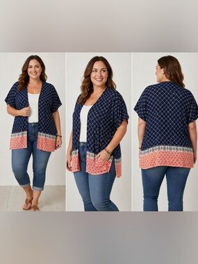 Sale! TORRID Cardigan SIZE 4X Open Print Dolman Sleeve Spring Summer